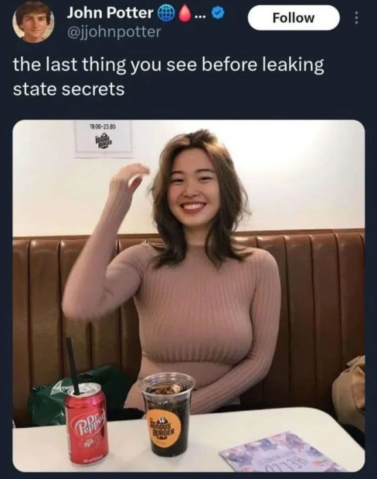 "She's so interested in my boring defense contractor job!"