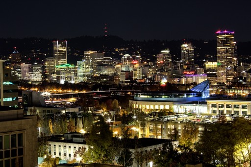 Portland's skyline over three very different nights [OC]
