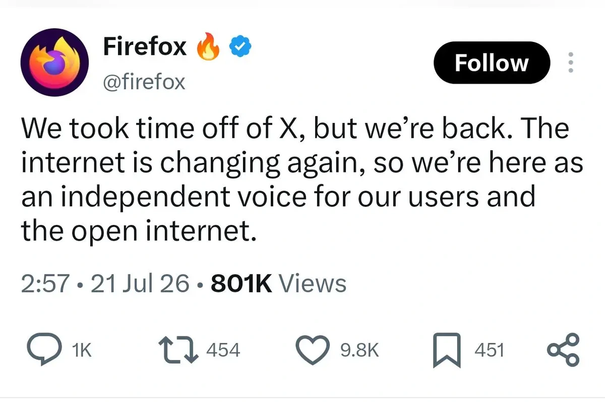 firefox announcing it's going back to x.com
