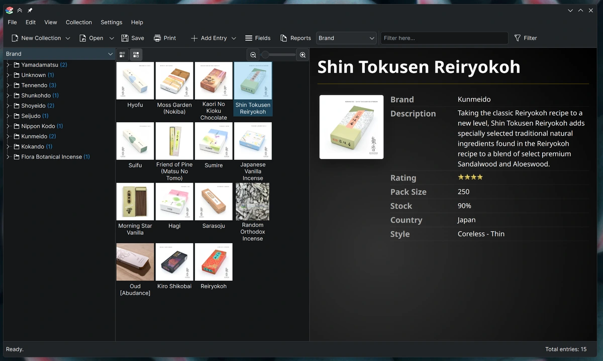 A screenshot of the Tellico UI.