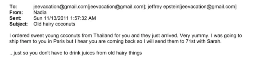 Flying in "sweet young coconuts" from Thailand