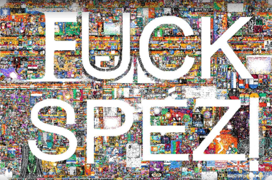 The huge "Fuck Spez" mural from r/Place 2023